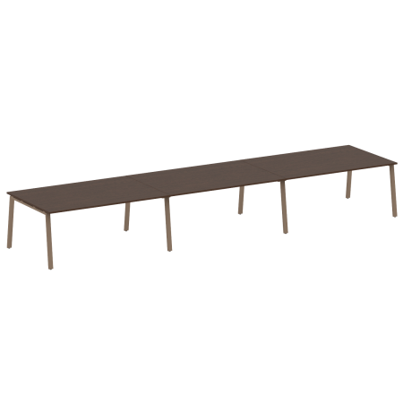 Стол для переговоров (3 столешницы) на А-образном м/к Metal System Style БА.ПРГ-3.5 5400x1235x750 (Венге Цаво/Мокко металл)