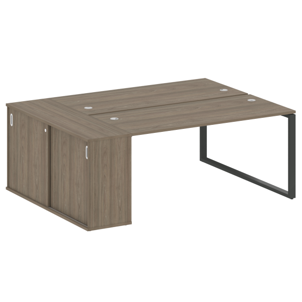 Рабочая станция с шкафом-купе на О-образном м/к Metal System Style БО.РС-СШК-1.4 Т 2010x1475x750 (Вяз/Антрацит металл)