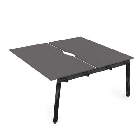 10БДСВ.289 Стол системы Бенч с вырезом, сдвоенный, на 2 рабочих места - средний (1400x1635x750) (Graphit/Черный глянец металл)