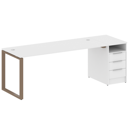 Рабочая станция Metal System Style БО.РС-СТП-1.5 2212x720x750 (Белый/Мокко металл)