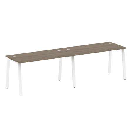 Рабочая станция на 2 рабочих места на А-образном м/к Metal System Style БА.СМ-2.3 2800x720x750 (Вяз/Белый металл)