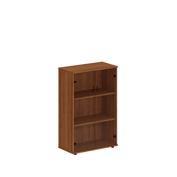 Шкаф со стеклянными дверями средний Престиж Исп.15 890x460x1360 (Темный орех)