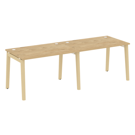 Рабочая станция на деревянных опорах Onix Wood OW.RS-2.2.8 2360x800x750 (Тиквуд Светлый/Дуб Светлый)