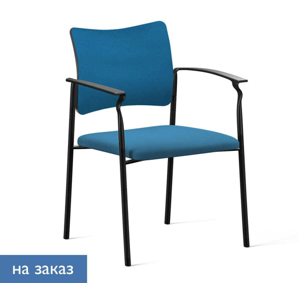 PINKO_black Кресло обитое на 4-х опорах с подлокотниками (Черный/Голубой/Черный)