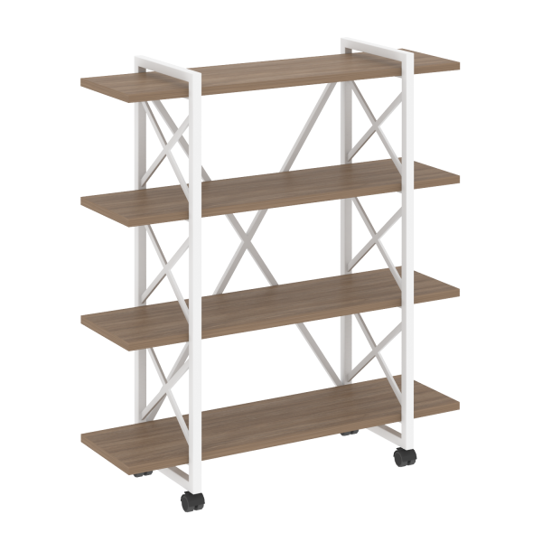 Стеллаж на колесных опорах-4 полки VR.L-MST.K-4.8V 1200x400x1334 (Дуб Аризона/Белый металл)