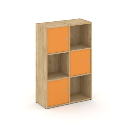 Стеллаж Locker Plus LK.K-002 798x350x1203 (Тиквуд Светлый | Оранжевый)