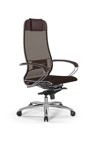 Кресло для руководителя Метта Samurai L1-1K - TS /Uc00/Nc00/K2cL(M06.B31.G04.W03) (Темно-коричневый)