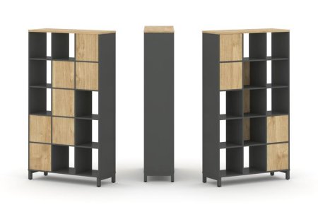 Набор стеллажа 1 сторонний, 5 ярусов SN.NS-531 (1121х400х1982) (Антрацит/Тиквуд Светлый/Металл Антрацит)
