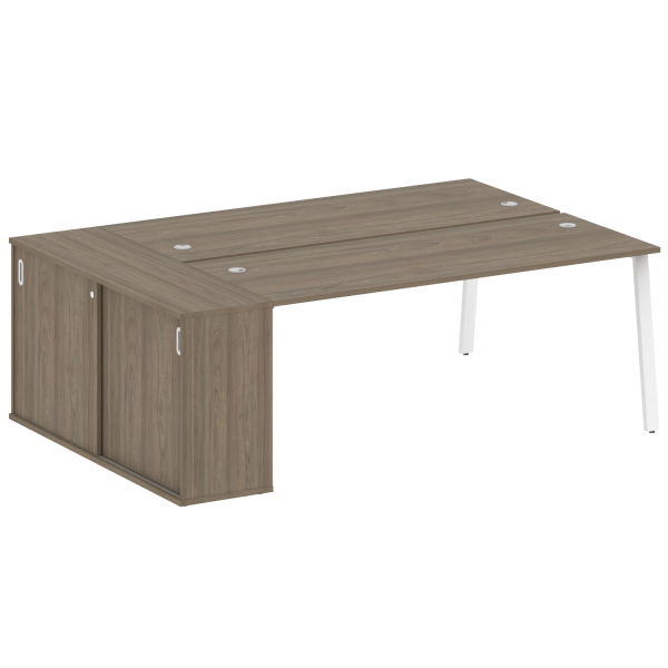 Рабочая станция с шкафом-купе на А-образном м/к Metal System Style БА.РС-СШК-1.5 Т 2210x1475x750 (Вяз/Белый металл)