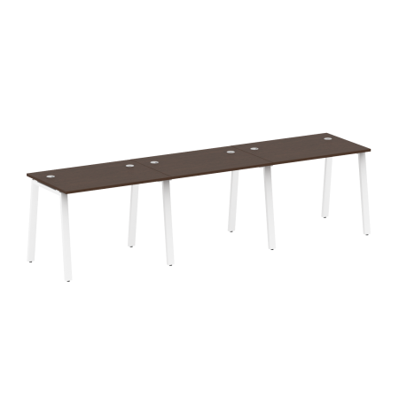 Рабочая станция на 3 рабочих места на А-образном м/к Metal System Style БА.СМ-3.1 3000x720x750 (Венге Цаво/Белый металл)