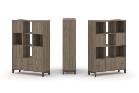 Набор стеллажа 2-х сторонний, 4 яруса SN.NSD-431 (1121х400х1615) (Вяз Благородный/Металл Антрацит)