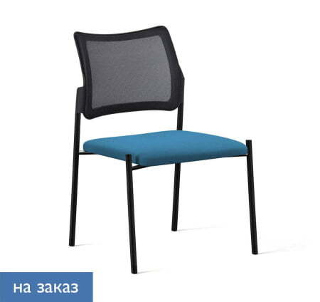 PINKO Mesh_black Кресло на 4-х опорах без подлокотников (Черный/Голубой/Черный)