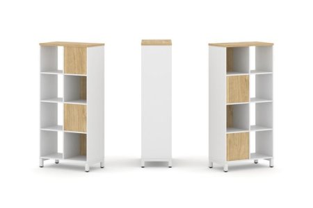 Набор стеллажа 2-х сторонний, 4 яруса SN.NSD-421 (754х400х1615) (Белый/Тиквуд Светлый/Металл Белый)