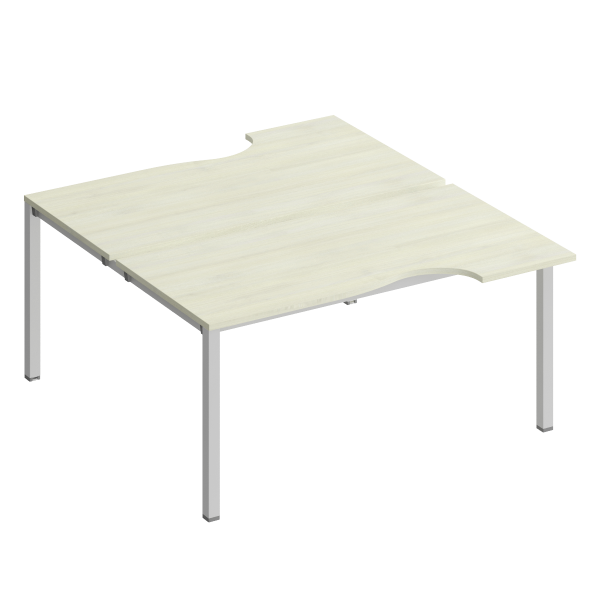 Рабочая станция со столами эргоном. на металлокаркасе КФ (2х160) Комфорт КФ К.1150 1600x1840x750 (Дуб шамони светлыйСерый)