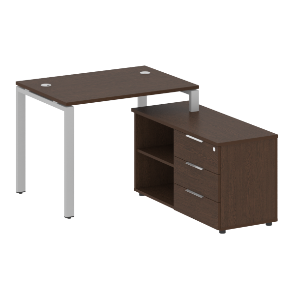 Рабочая станция с опорной тумбой правая Metal System Style БП.РС-СТС-2.1 Пр 1100x1520x750 (Венге Цаво/Серый металл)