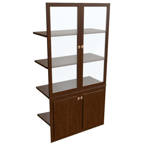 Наполнение двустворчатого шкафа со стеклом Washington 29551 1000x470x1970 (Темный орех)