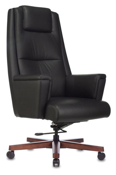 Кресло руководителя _DUKE черный кожа крестов. металл/дерево (Черный)