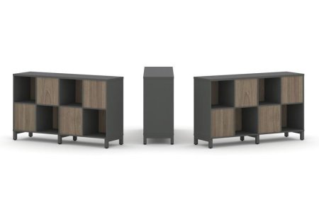 Набор стеллажа 2-х сторонний, 2 яруса SN.NSD-241 (1488х400х881) (Антрацит/Вяз Благородный/Металл Антрацит)