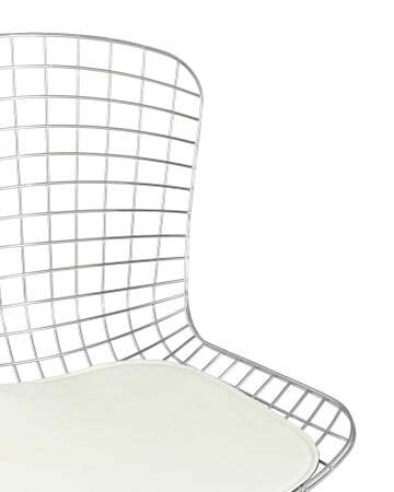 Стул обеденный Bertoia хромированный с белой подушкой (Стул кухонный Bertoia серебристый)