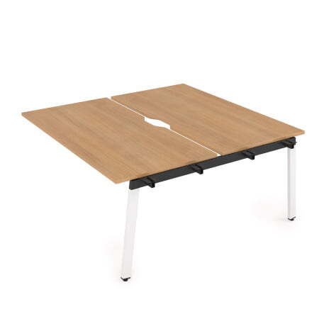 10БДСВ.289 Стол системы Бенч с вырезом, сдвоенный, на 2 рабочих места - средний (1400x1635x750) (Romano/Белый металл)