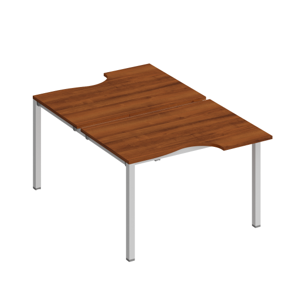 Рабочая станция со столами эргоном. на металлокаркасе КФ (2х120) Комфорт КФ К.1148 1200x1840x750 (Французский орехСерый)