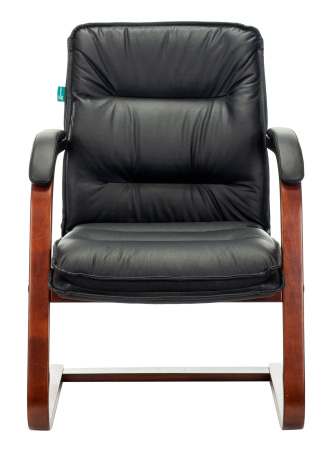 Кресло T-9927WALNUT-AV черный кожа полозья дерево коричневый (Черный)