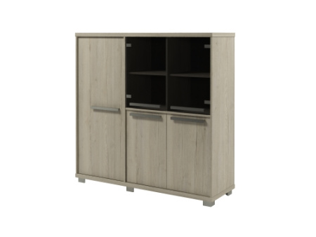 Шкаф трехсекционный с гардеробом, левый Vestar Z-33-02л 1556x500x1538 (Дуб Галифакс белый/Бетон Чикаго)