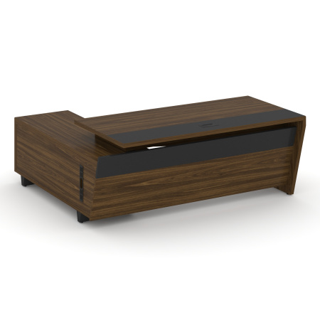 Стол руководителя с тумбой Corner COR.SRT-20 (R) (2000x1800x750) (Орех Лоренцо-Графит | Металл Графит)