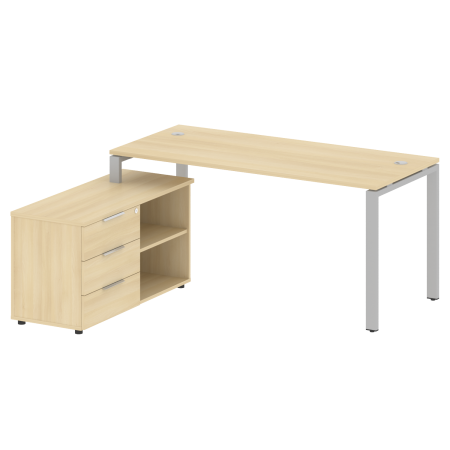 Рабочая станция с опорной тумбой левая Metal System Style БП.РС-СТС-2.4 Л 1700x1520x750 (Акация/Серый металл)