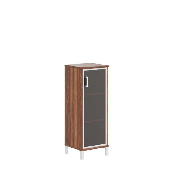 Шкаф 3 уровня, узкий, стекло в AL раме, правая Born B-421.7 R 475x450x1286 (Орех Даллас)