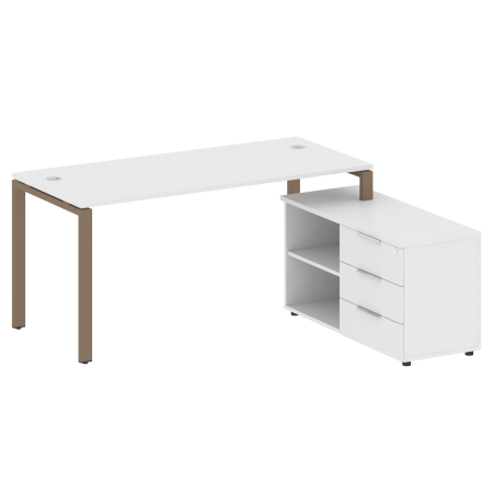 Рабочая станция с опорной тумбой правая Metal System Style БП.РС-СТС-2.4 Пр 1700x1520x750 (Белый/Мокко металл)