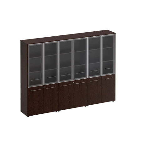 Шкаф комбинированный высокий (стекло + стекло + стекло) Reventon МЕ 378 2740x460x1960 (Венге темный)