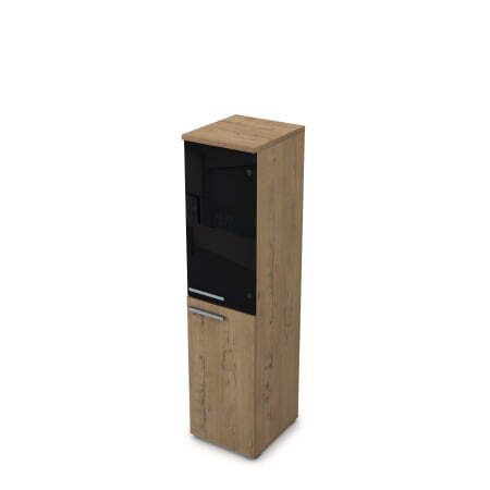 9ПП.004.12 Пенал со стеклом (400x450x1645), правый (Teakwood)