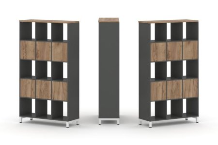 Набор стеллажа 2-х сторонний, 5 ярусов SN.NSD-531 (1121х400х1982) (Антрацит/Дуб Табак/Металл Белый)