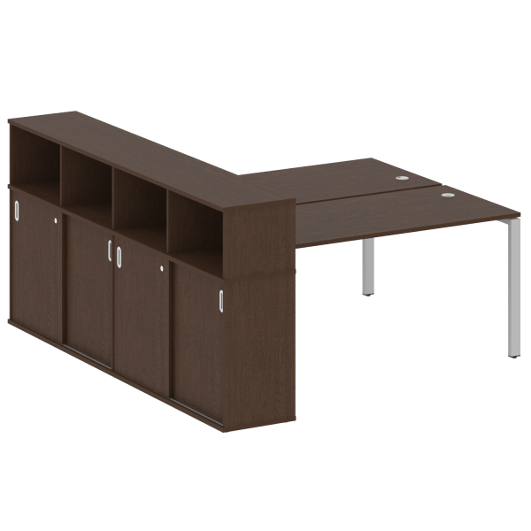 Рабочая станция с опорным шкафом-купе Metal System Style БП.РС-СШК-4.4 2010x2332x1098 (Венге Цаво/Серый металл)