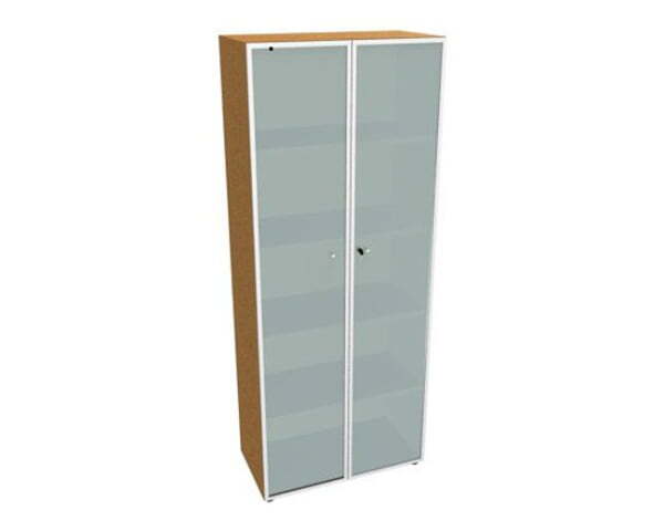 Шкаф средний, стеклянная дверь белая, рама алюминий Z2 IDEV86S I 860x450x1310 (Орех каналетто)