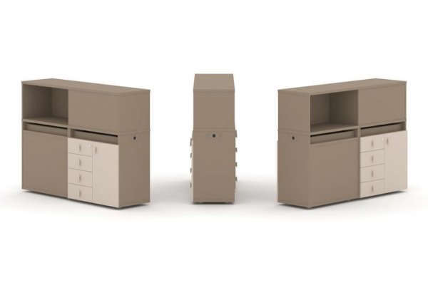 Тумба двойная + низкая надставка ES.NB.2N-16 (1500х410х1135) (Латте/Капучино)