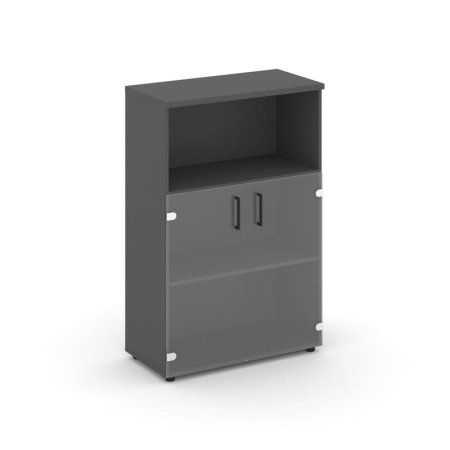 Шкаф средний широкий SN.STS-202 (796х400х1203) (Антрацит/Прозрачный)