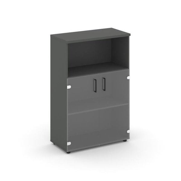 Шкаф средний широкий SN.STS.E-202 (796х400х1203) (Антрацит/Прозрачный)