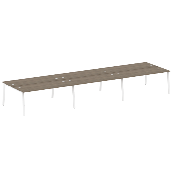 Рабочая станция на 6 рабочих места на А-образном м/к Metal System Style БА.СМ-6.5 5400x1475x750 (Вяз/Белый металл)