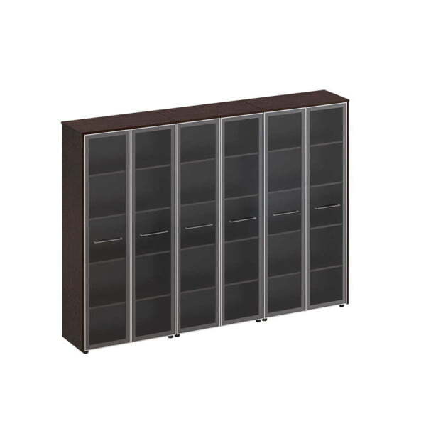 Шкаф комбинированный высокий (стекло + стекло + стекло) Reventon МЕ 381 2740x460x1960 (Венге темный)