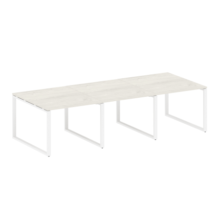 Переговорный стол 3 столешницы Metal System Style БО.ПРГ-3.1 3000x1235x750 (Дуб Наварра/Белый металл)