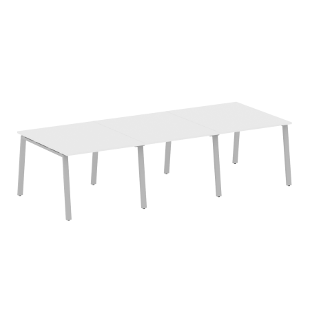 Стол для переговоров (3 столешницы) на А-образном м/к Metal System Style БА.ПРГ-3.1 3000x1235x750 (Белый/Серый металл)