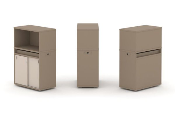 Тумба одиночная + низкая надставка ES.NB.1N-3 (750х410х1135) (Латте/Капучино)