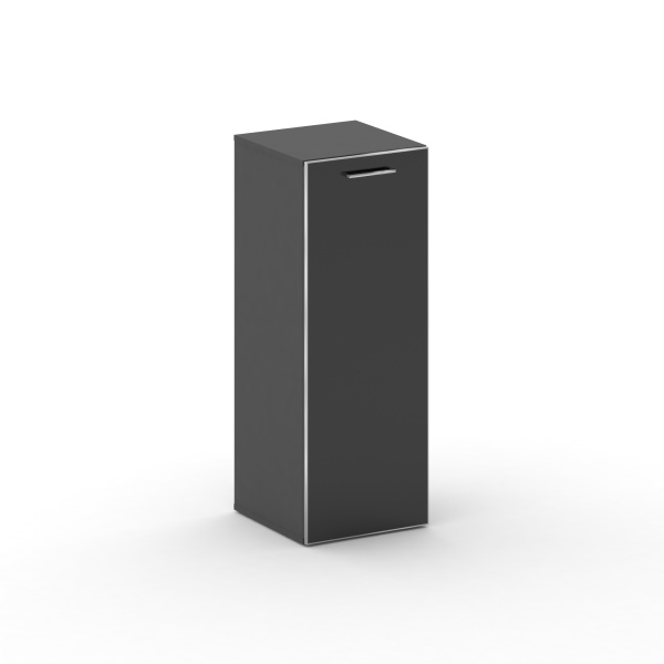 Шкаф узкий средний Cross CR.SU-204 (R) white (450x460x1202) (Базальт UM-Лакобель Черный)