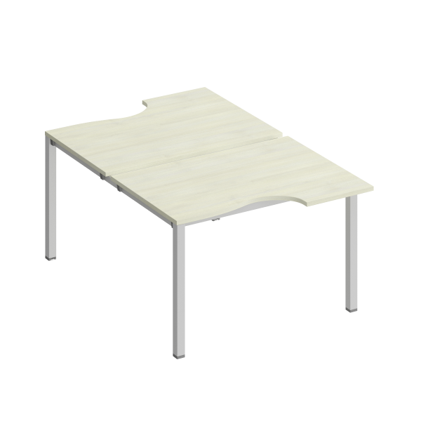 Рабочая станция со столами эргоном. на металлокаркасе КФ (2х120) Комфорт КФ К.1148 1200x1840x750 (Дуб шамони светлыйСерый)