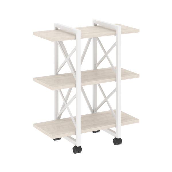 Стеллаж на колесных опорах-3 полки VR.L-MST.K-3.4V 800x400x968 (Денвер Светлый/Белый металл)