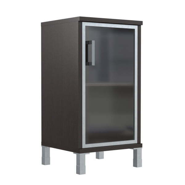 Шкаф 2 уровня, узкий , стекло в AL раме, левая Born B-411.4 L 475x450x920 (Венге Магия)