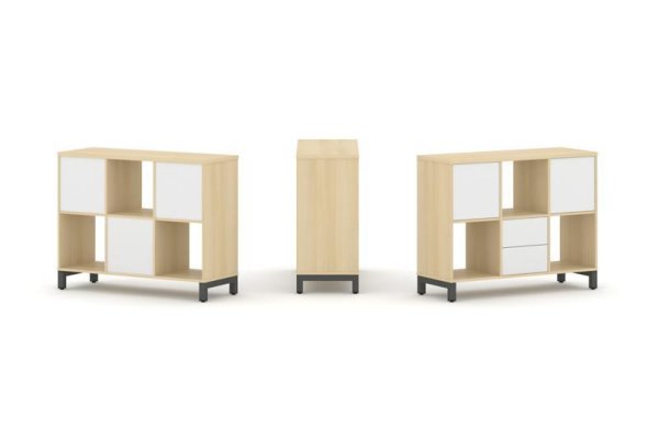 Набор стеллажа 1 сторонний, 2 яруса SN.NS-231 (1121х400х881) (Акация Лорка/Белый/Металл Антрацит)