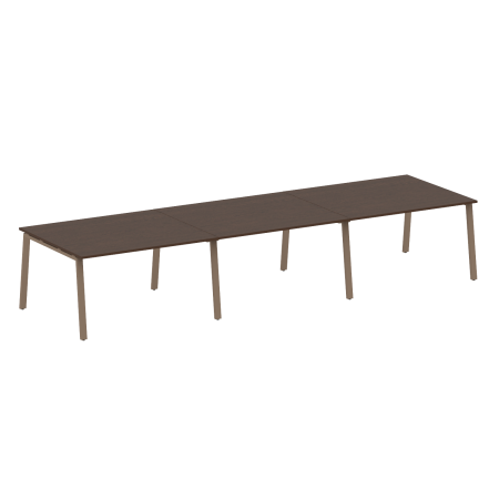 Стол для переговоров (3 столешницы) на А-образном м/к Metal System Style БА.ПРГ-3.3 4200x1235x750 (Венге Цаво/Мокко металл)